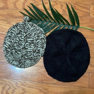 Two Knit Hats/ One Black Knit Beret & One Knit hat with Bill